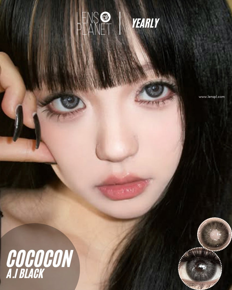 Cococon A.I Black Colored Contacts Yearly Wear 1pc