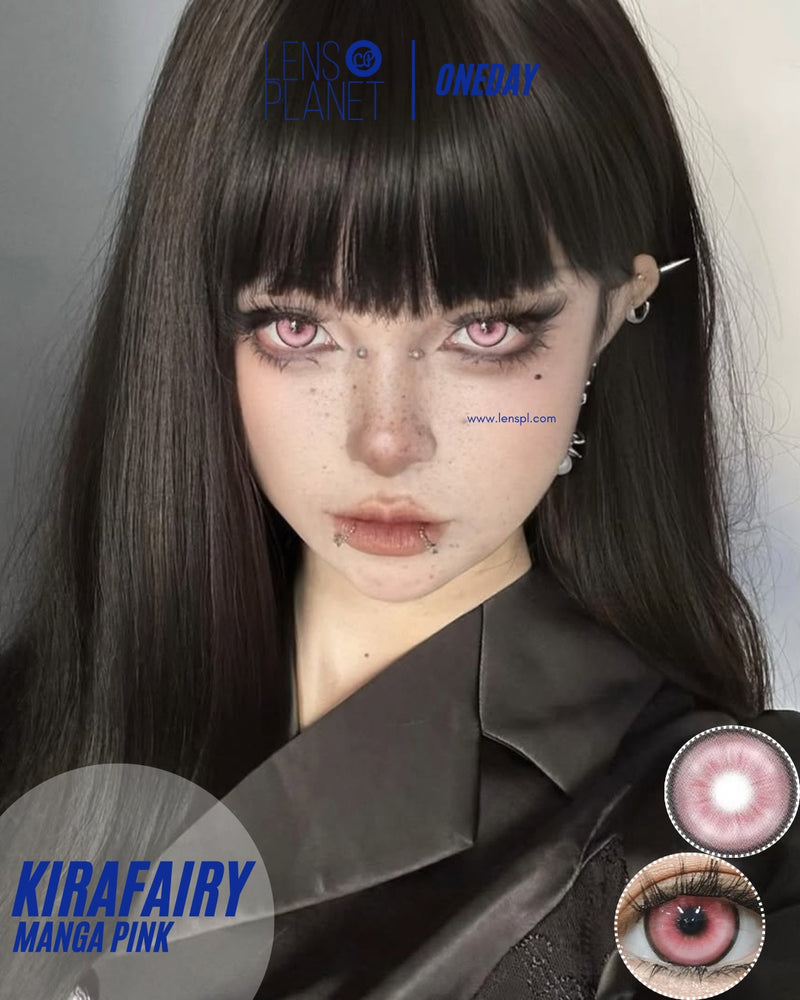 KiraFairy Manga Pink Colored Contacts Daily Wear Trial 1 Pair