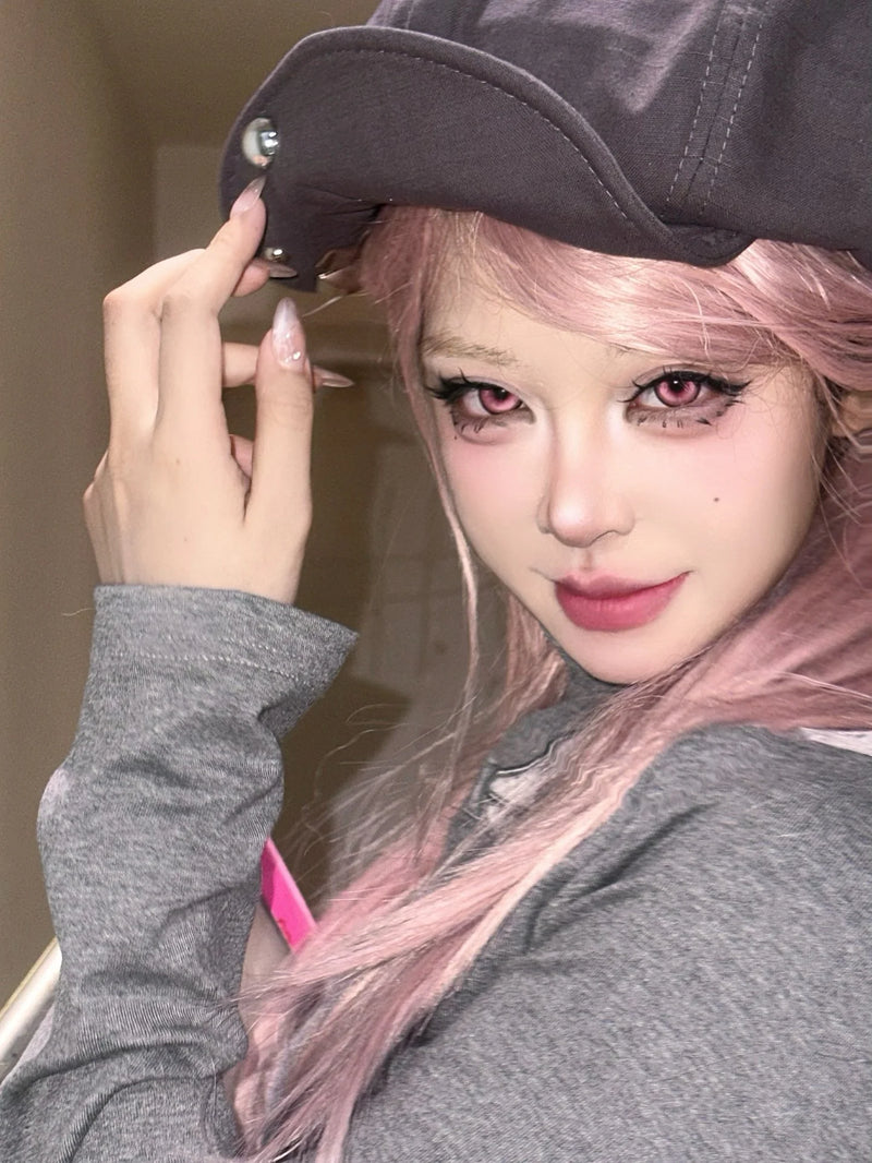 KiraFairy Manga Pink Colored Contacts Daily Wear Trial 1 Pair