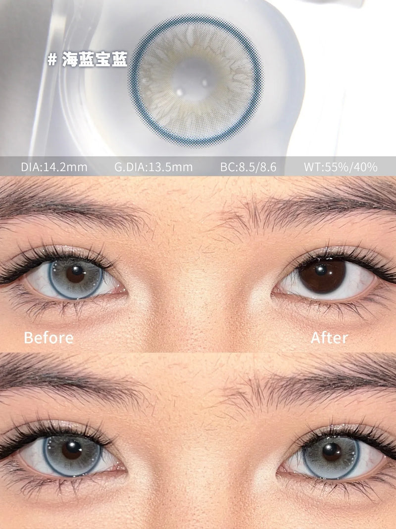 Serltyca Aquamarine Blue Colored Contacts Daily Wear/6pcs