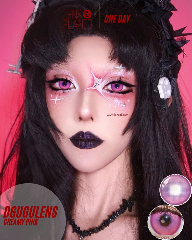 Dgugulens Creamy Pink Colored Contacts Daily Wear / Trial 1 Pair