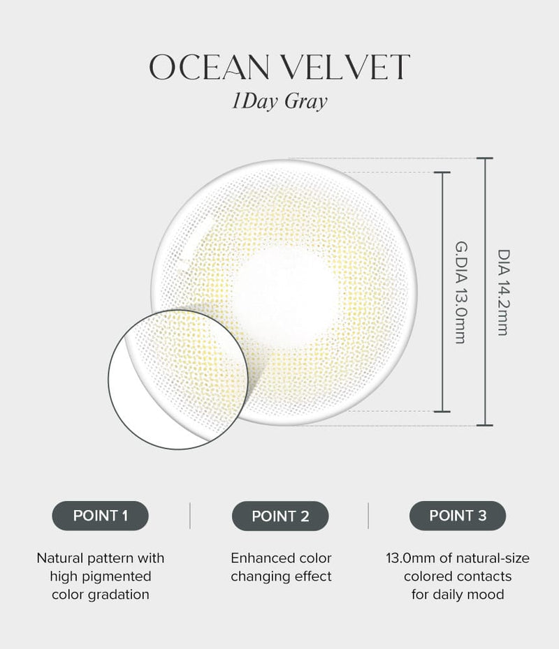 OLens Ocean Velvet Gray Colored Contacts 1 Day 10pcs/box