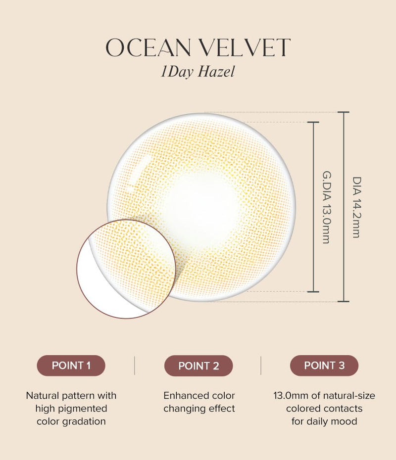 OLens Ocean Velvet Hazel Colored Contacts 1 Day 10pcs/box